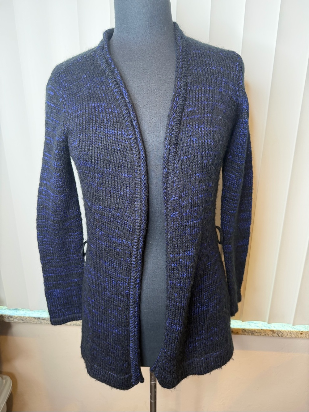 Narciso Rodriguez Cobalt Black Blue Cardigan Knit Sweater Women's Sz Small